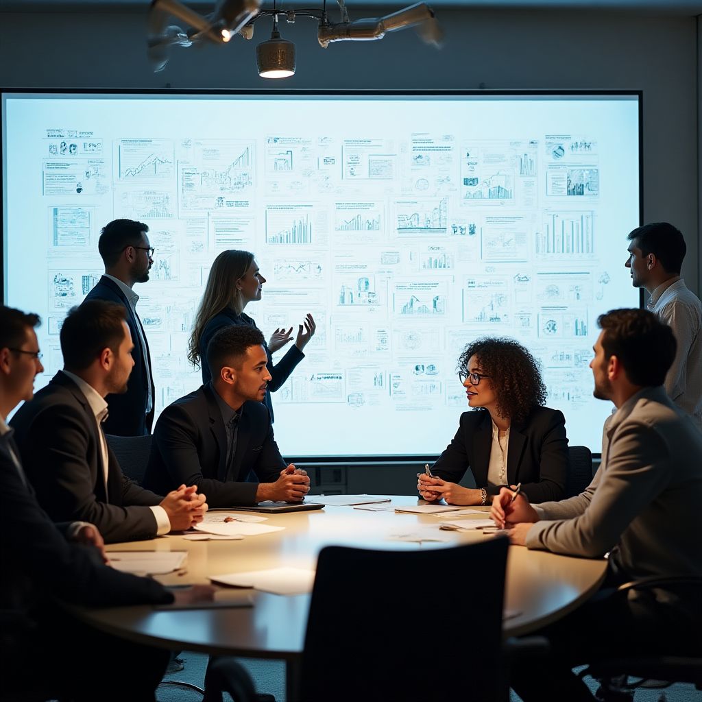 Equipo de FinanChile en una sesión de estrategia.